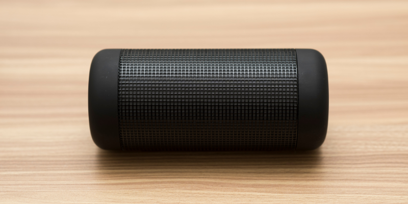 Black portable speaker.