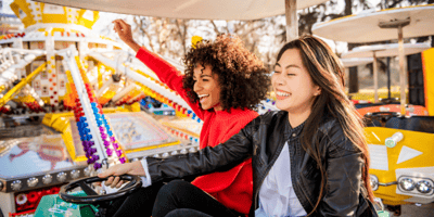 Two woman laughing <a href=
