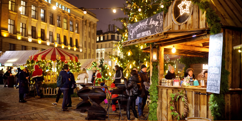 People enjoying an authentic Christmas market