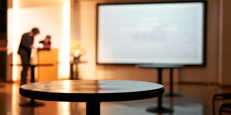 Blurred image of a seminar room before the doors open