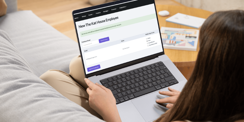 Mockup of laptop computer showing the employee account settings on Passage