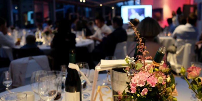 decorated table at event