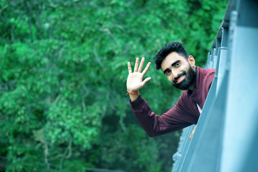 happy man waving