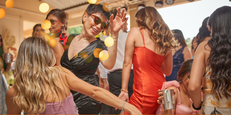 Women dancing at a holiday party