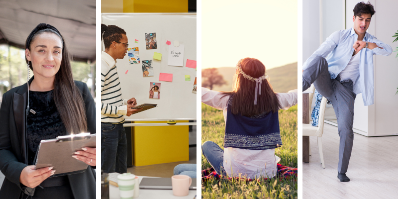collage of four different types of event planners with the headline "which type of event planner are you?"